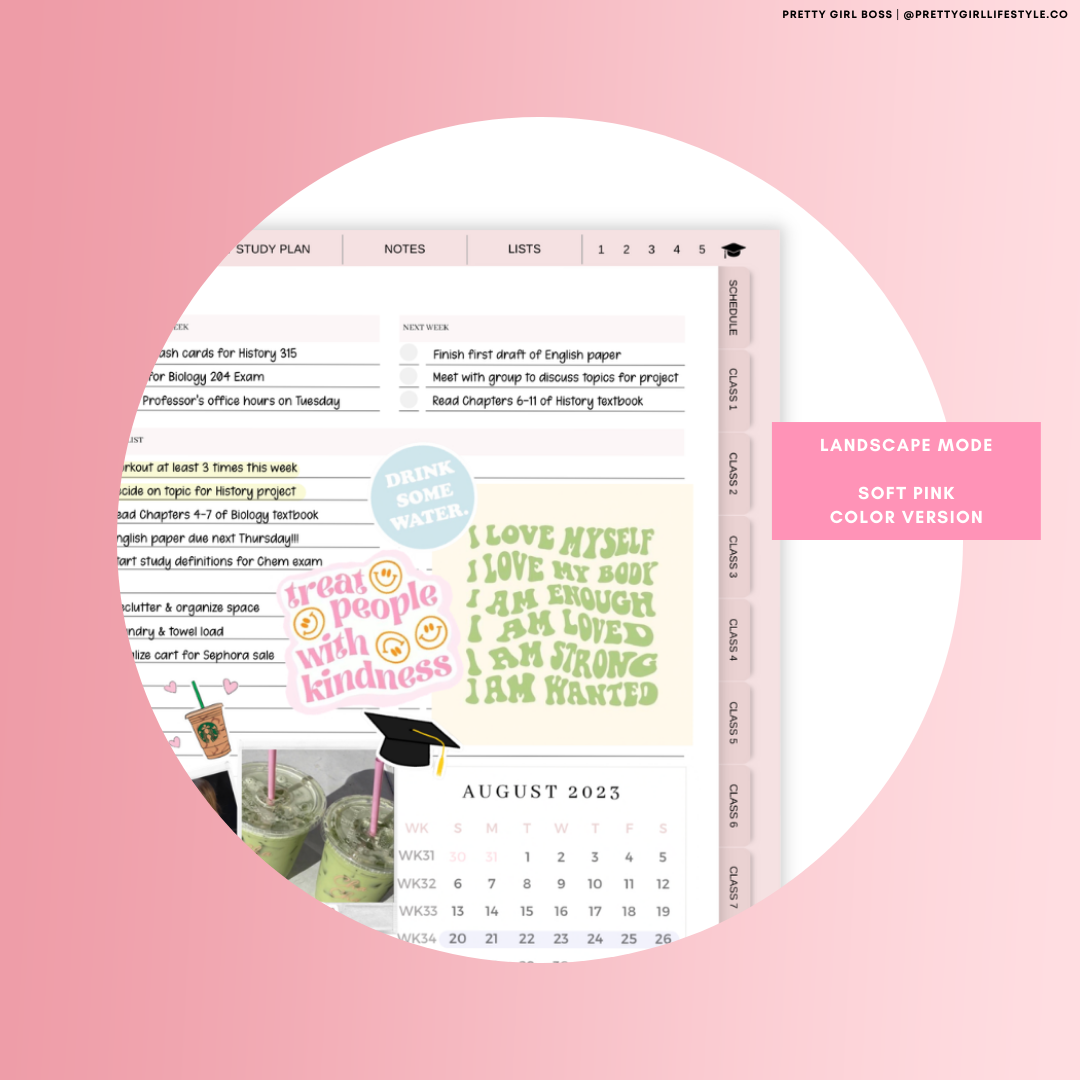 2023-24 Landscape Student Academic Planner-Pink