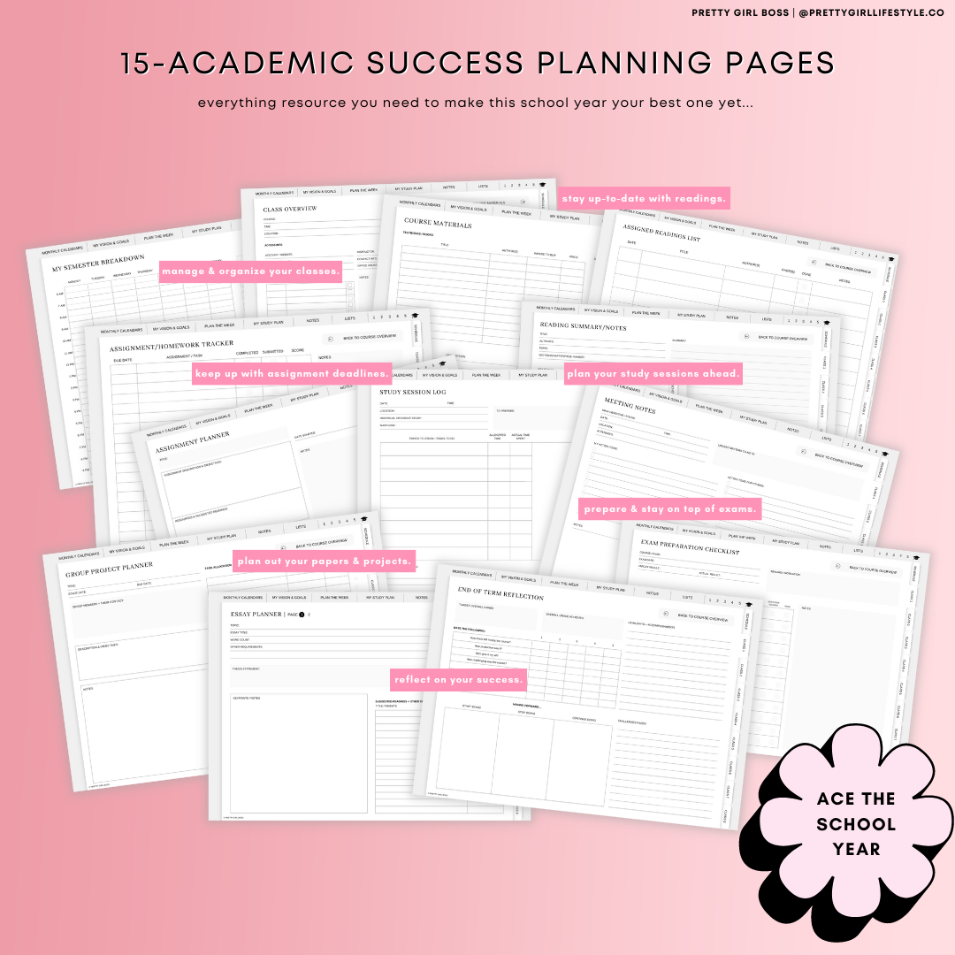 2023-24 Landscape Student Academic Planner-Pink